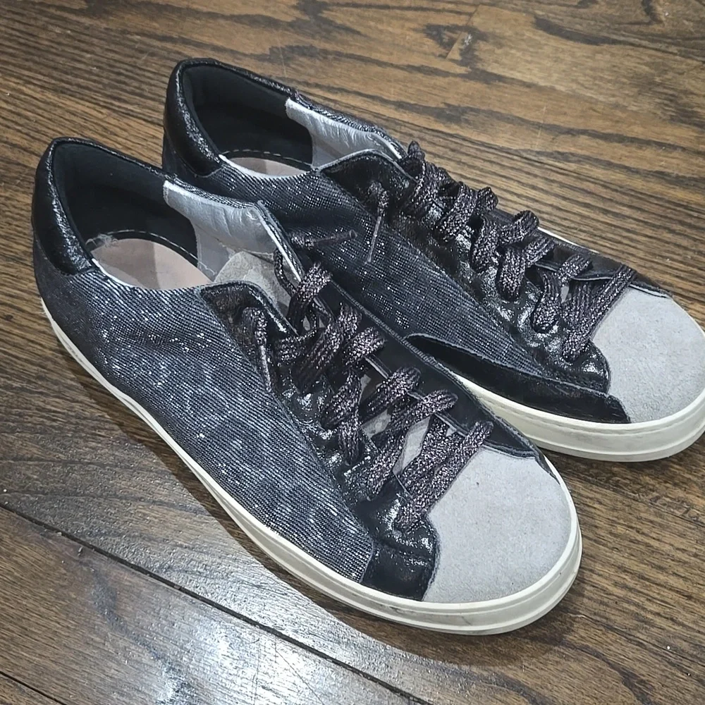 P448 John Glam Glitter Leopard Grey Black Sneakers Size 41